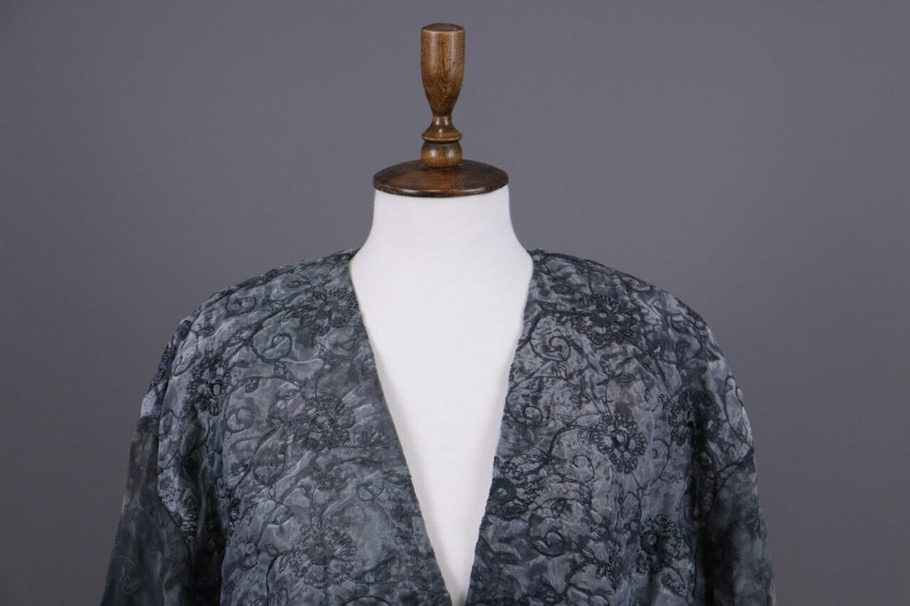 Absolut By Zebra Gray Floral Button Down Lightweight Lagenlook Jacket – Size 2 / M