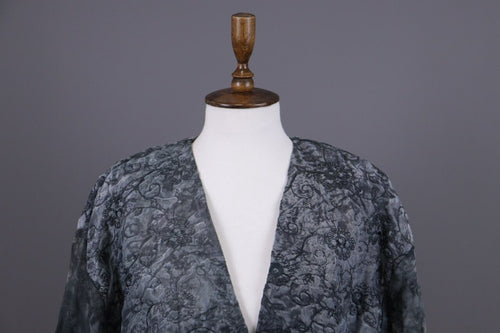 Absolut By Zebra Gray Floral Button Down Lightweight Lagenlook Jacket – Size 2 / M