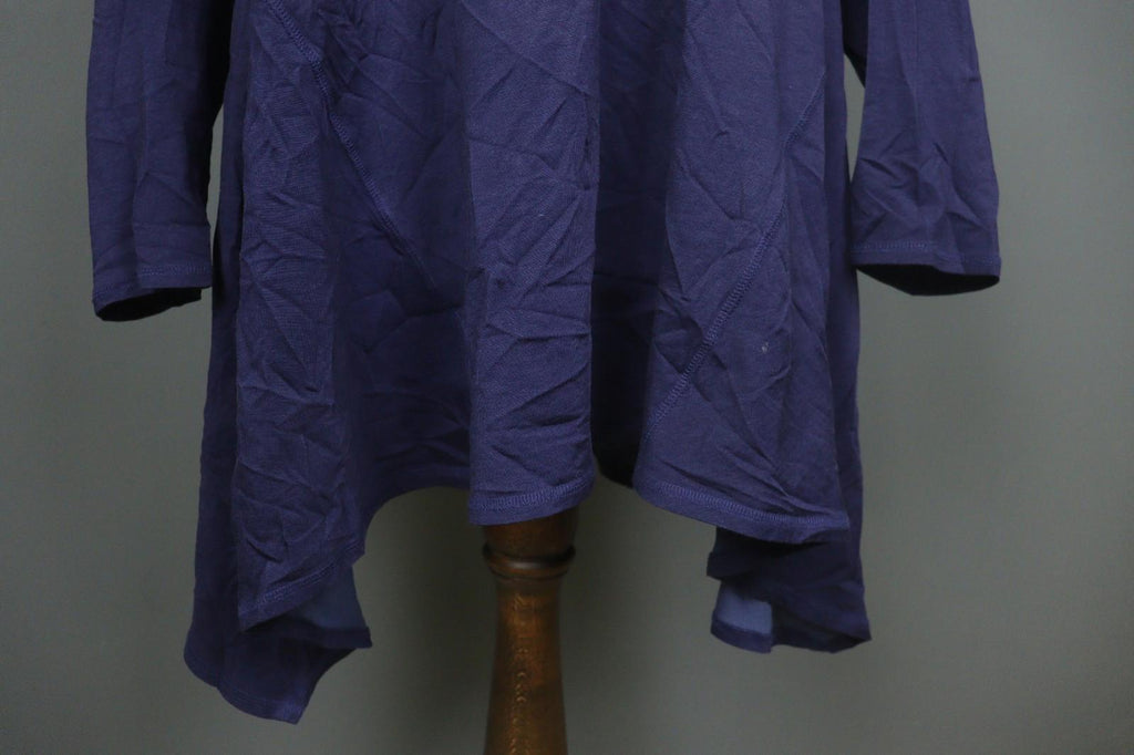 GUDRUN SJODEN Navy Cotton Long Sleeve Asymmetrical Hem Shift Dress – Size 2XL