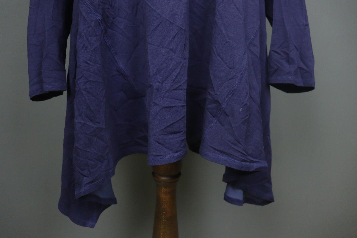 GUDRUN SJODEN Navy Cotton Long Sleeve Asymmetrical Hem Shift Dress – Size 2XL