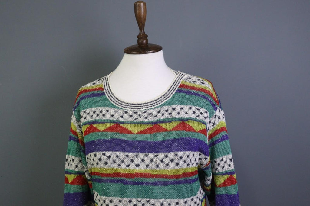 MISSONI SPORT Multi Striped Cotton Knitted Long Sleeve Pullover Sweater – Size 44
