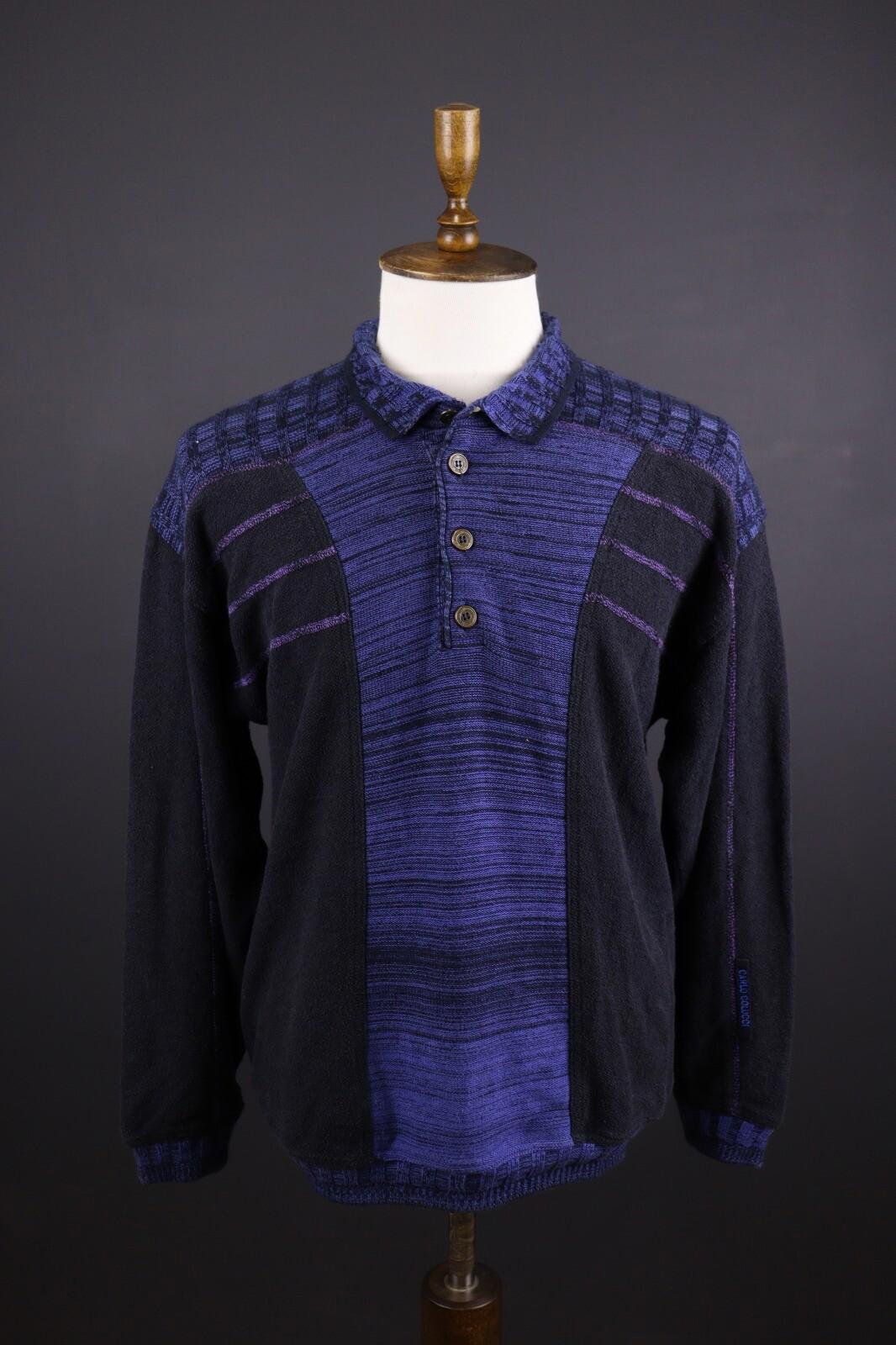 CARLO COLUCCI Blue Knit Vintage Long Sleeve Sweater – Size S