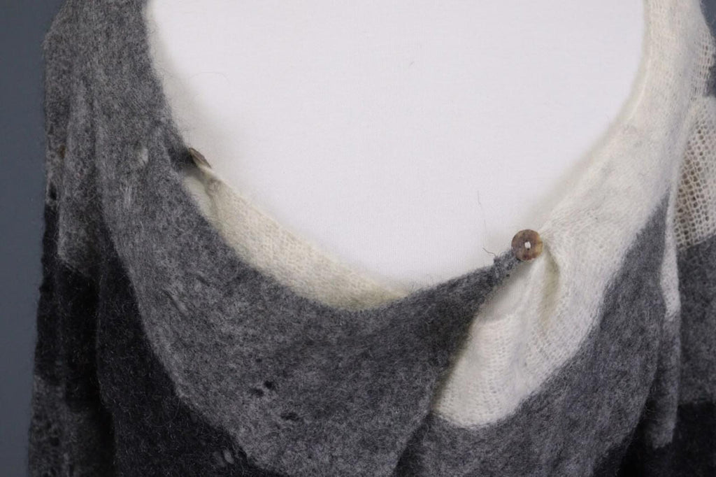 SARAH PACINI Multicolor Colorblock Mohair Wool Knit Cape Cardigan One Size