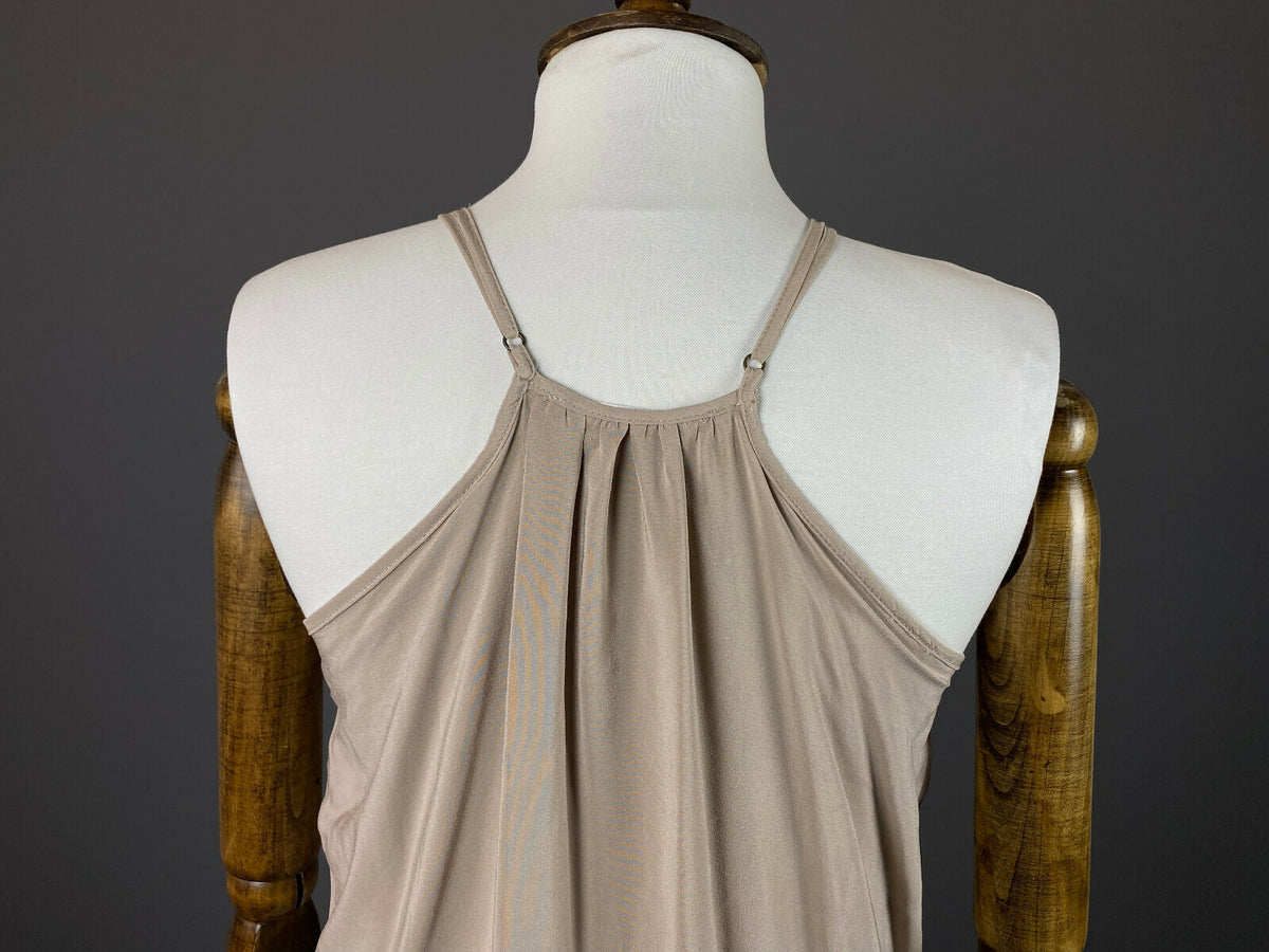 Anine Bing Beige Silk Designer Open Shoulder A-Line Midi Dress – Women's XS