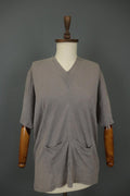 Maison Margiela Gray Relaxed V-Neck Half Sleeve Pullover T-Shirt – Size M / L