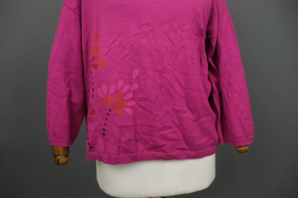 GUDRUN SJODEN Pink 100% Cotton Tight Knit Round Neck Pullover Sweater – Size L