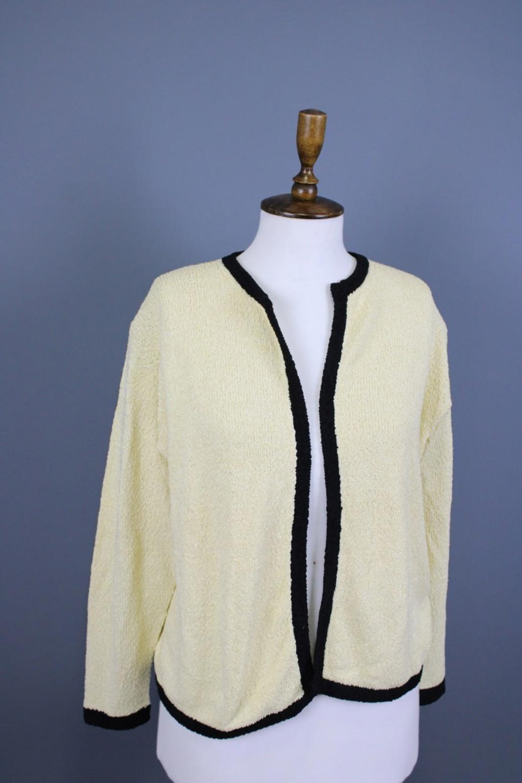 DOLCE & GABBANA Beige Black Lined Cotton Long Sleeve Open Front Cardigan M/L