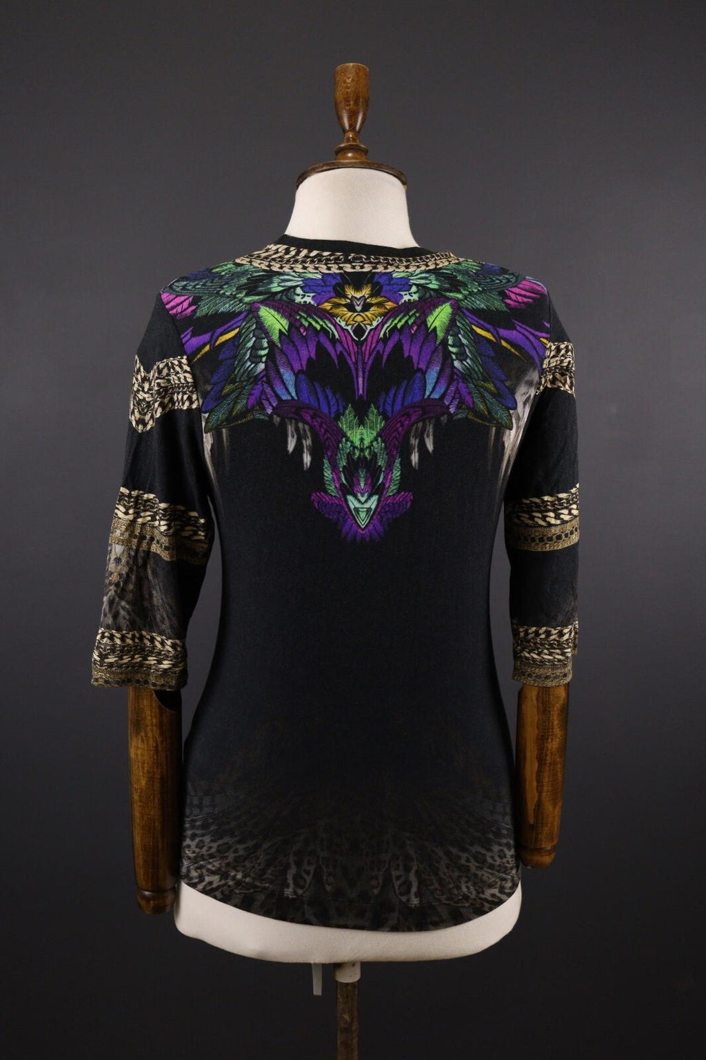 JUST CAVALLI Floral Paisley 3/4 Sleeve Top Shirt – Size S