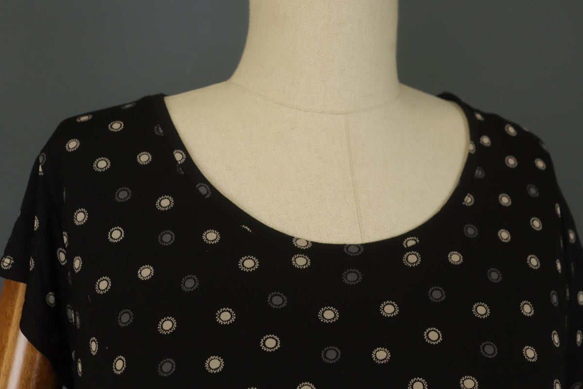 GUDRUN SJODEN Multi Polka Dot Short Sleeve Round Neck Pullover Blouse Top – Size M