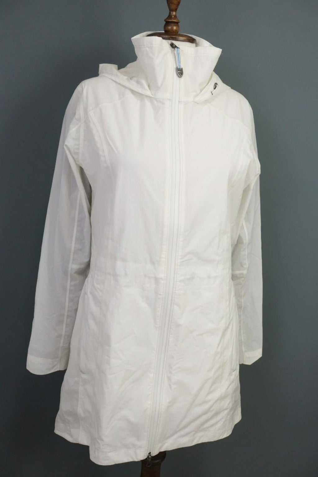 KUHL White Classic Fit High Neck Casual Long Sleeve Full Zip Hooded Jacket Sz M – Used