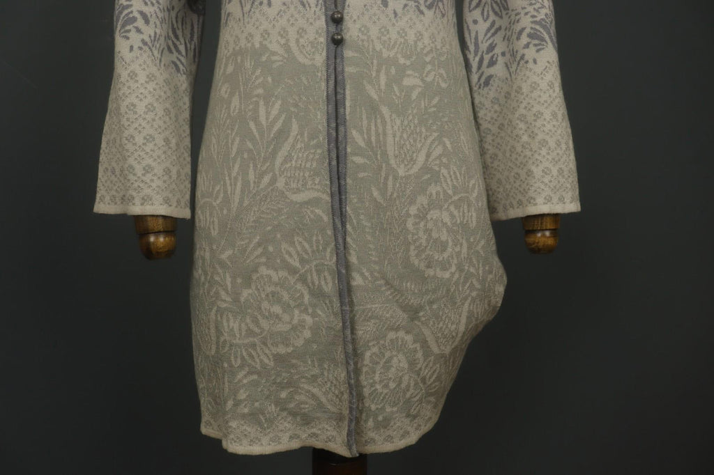GUDRUN SJODEN Multi Floral Wool Knitted Round Neck Button Front Cardigan – Size S