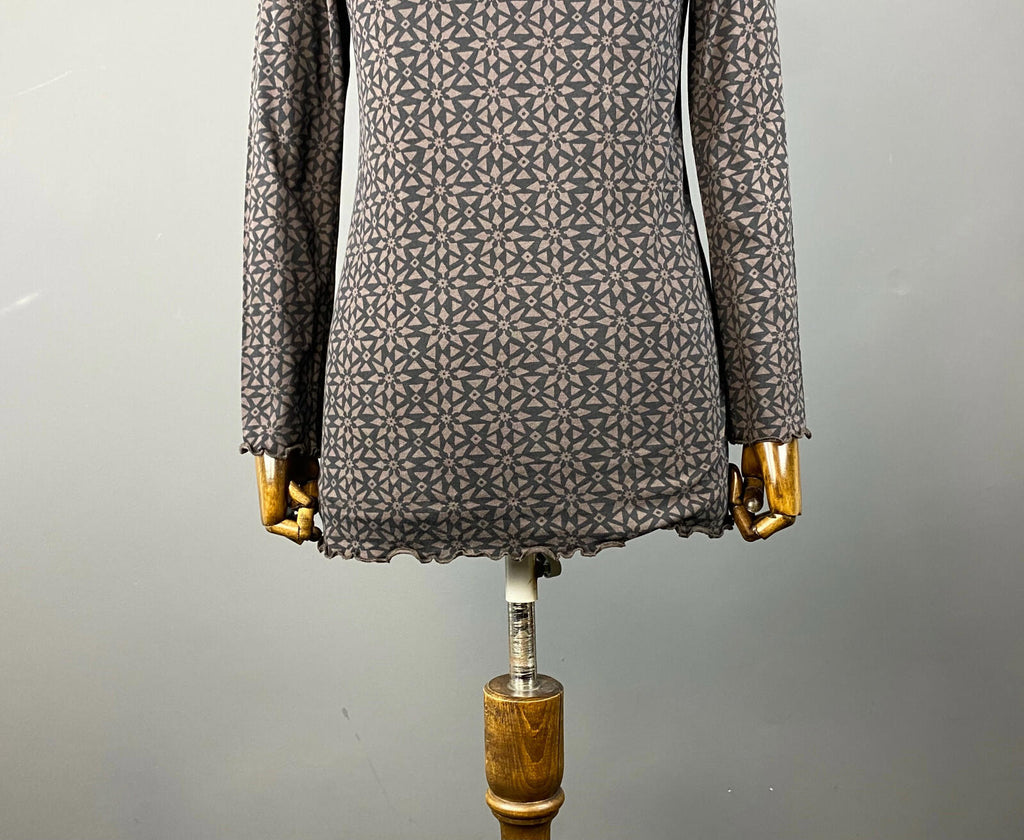 GUDRUN SJODEN Brown Printed Pullover Long Sleeve Top – Women's S