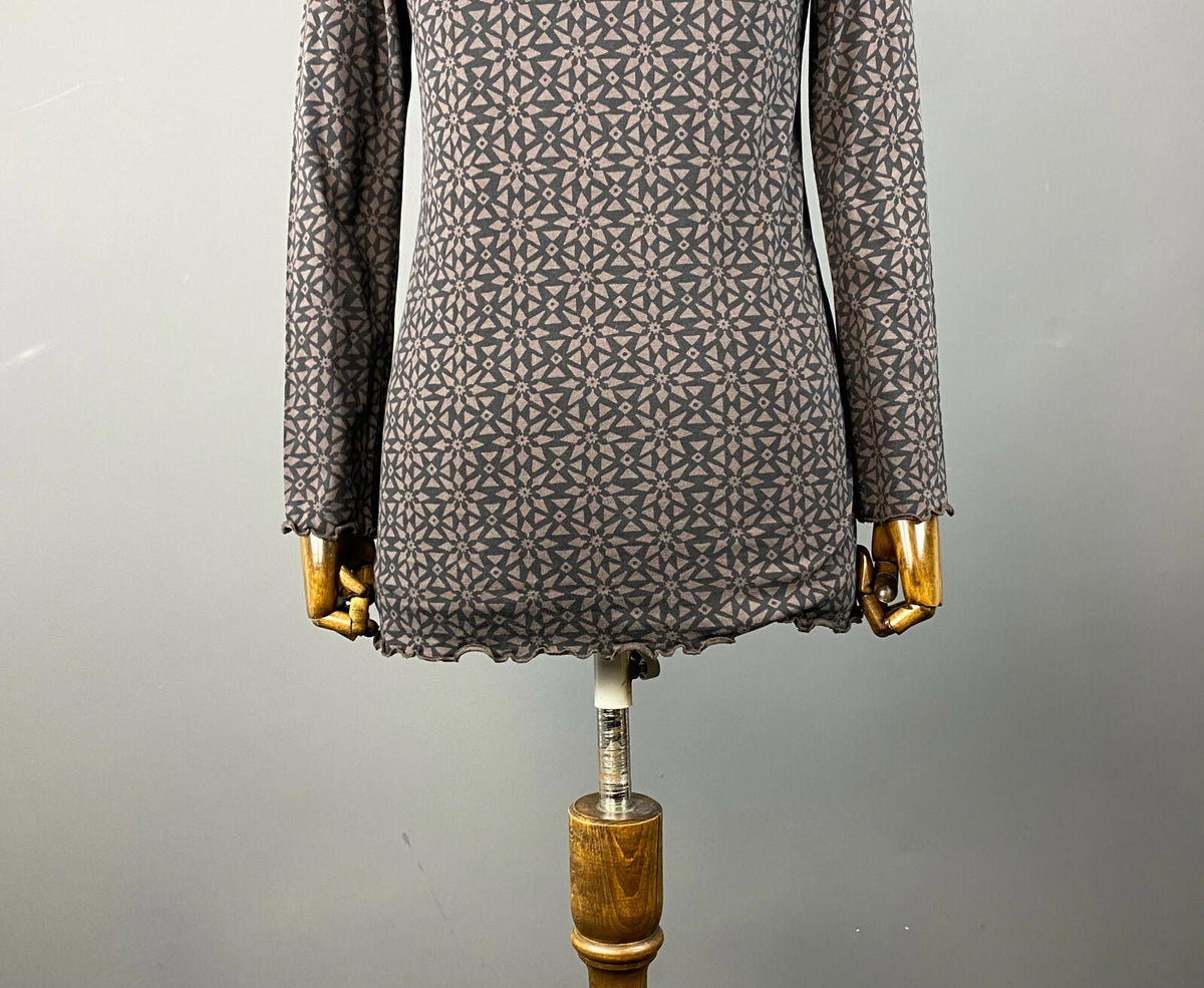 GUDRUN SJODEN Brown Printed Pullover Long Sleeve Top – Women's S