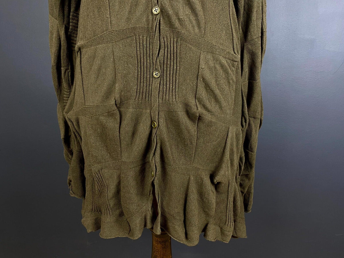 OSKA Khaki Wool Knit Long Sleeve Lagenlook Button Blouson Dress – Size 2