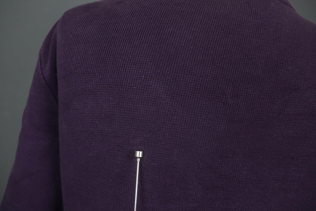 BURBERRY BRIT Purple Cotton Tight Knit Beaded Front Long Sleeve Sweater – Size S