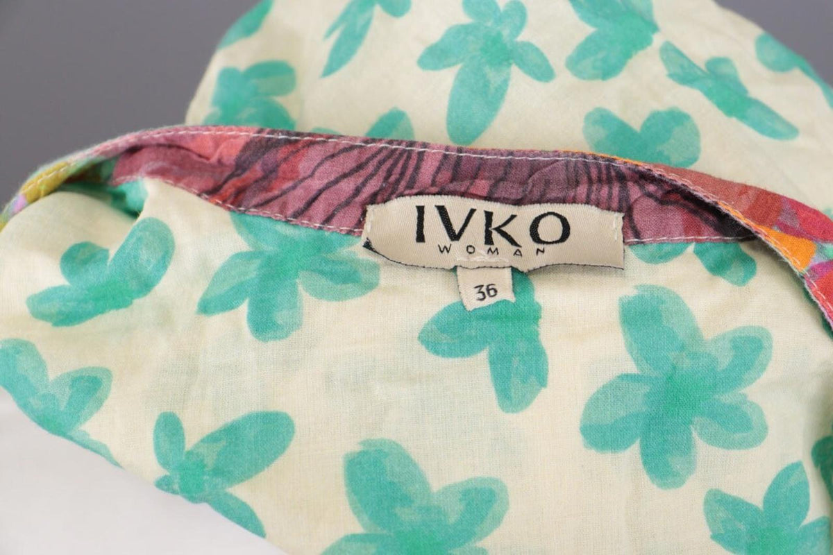 IVKO Green Floral Henley Lightweight Summer Blouse Shirt – Size 36