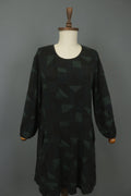 GUDRUN SJODEN Multi Geometric Balloon Sleeve Round Neck Shift Dress – Size S