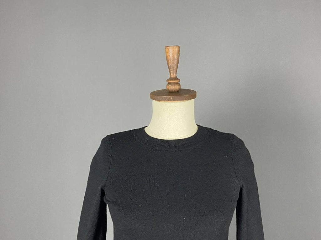 LA MAILLE SEZANE Black Merino Wool Knit Button Sleeve Sweater – Size M