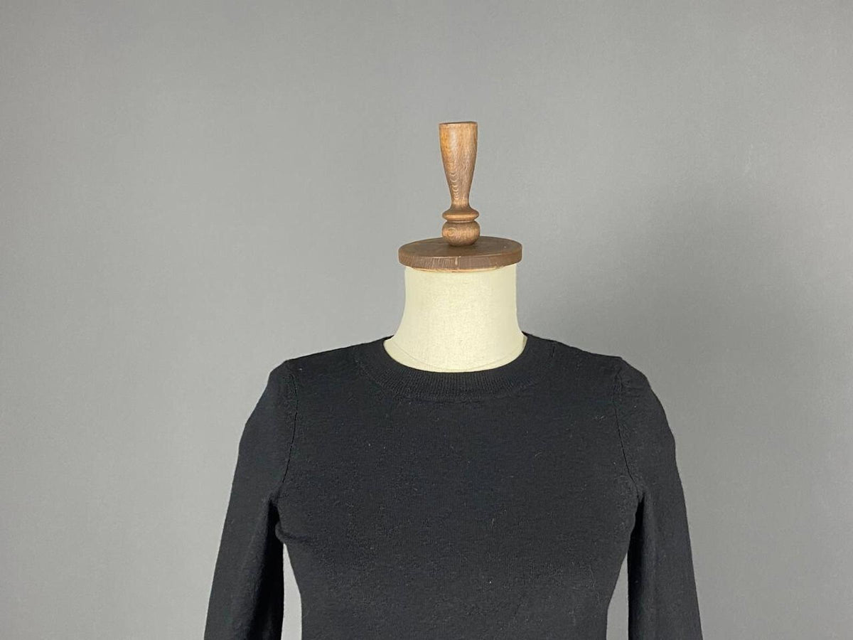 LA MAILLE SEZANE Black Merino Wool Knit Button Sleeve Sweater – Size M