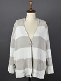 FABIANA FILIPPI Ivory Knit Striped One Button Cardigan Sweater – Size 46 L – Used