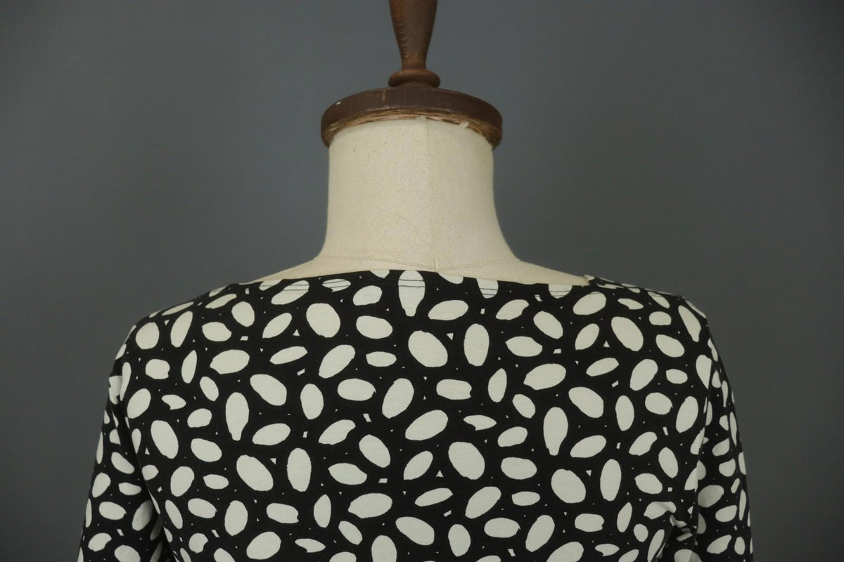 MARIMEKKO CERO White & Black Polka Dot Round Neck Long Sleeve Blouse Top – Size M