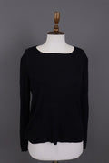 ANNETTE GORTZ Black Ribbed Cashmere Knit Cardigan Sweater – Size L