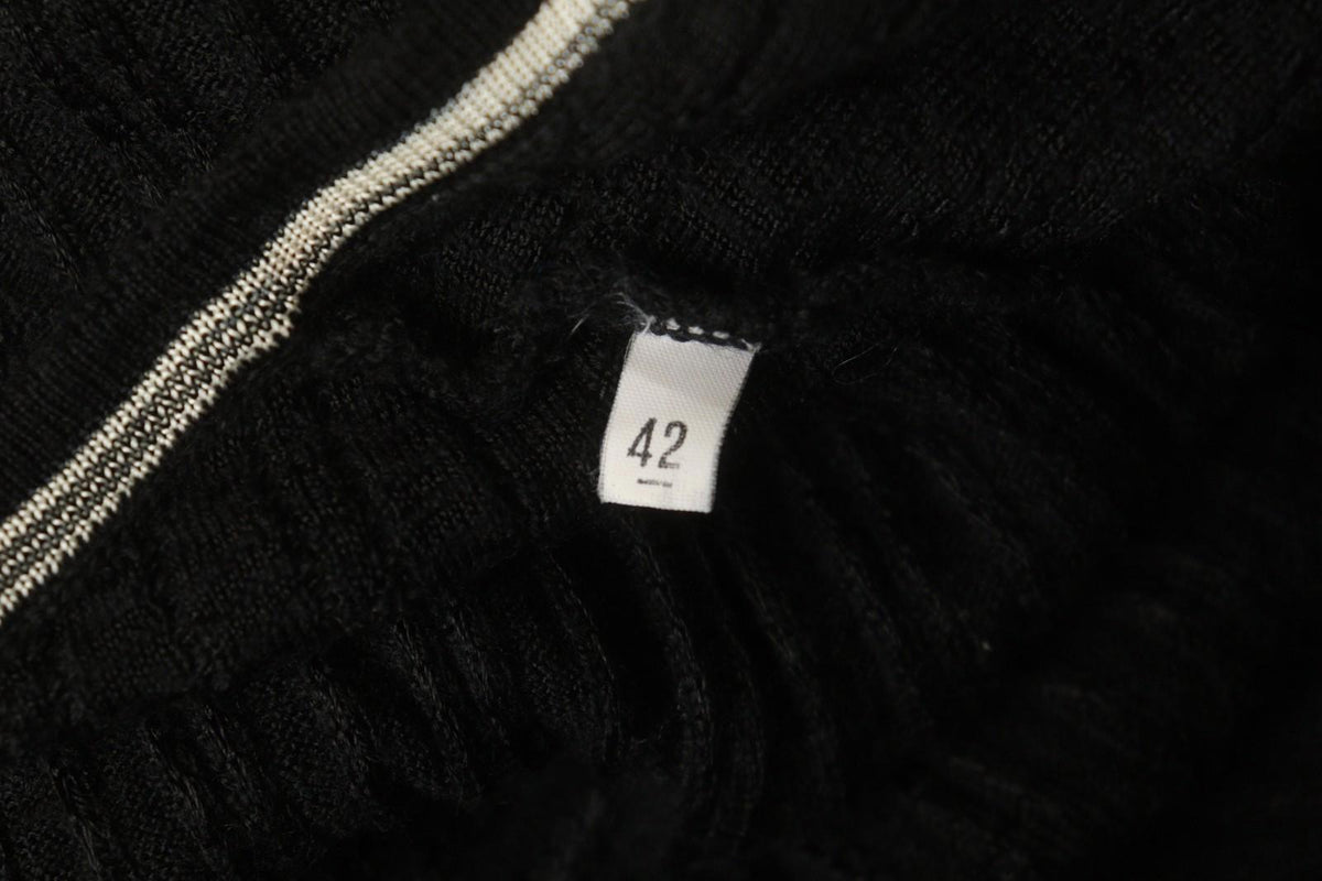MISSONI Black Wool Knit Short Sleeve Round Neck Pullover Bodycon Dress – Size 42