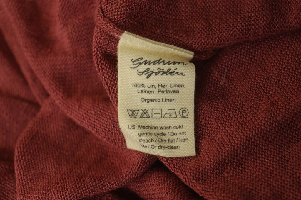 GUDRUN SJÖDEN Marron 100% Linen Knit Long Sleeve Pullover Sweater Dress – Size XL