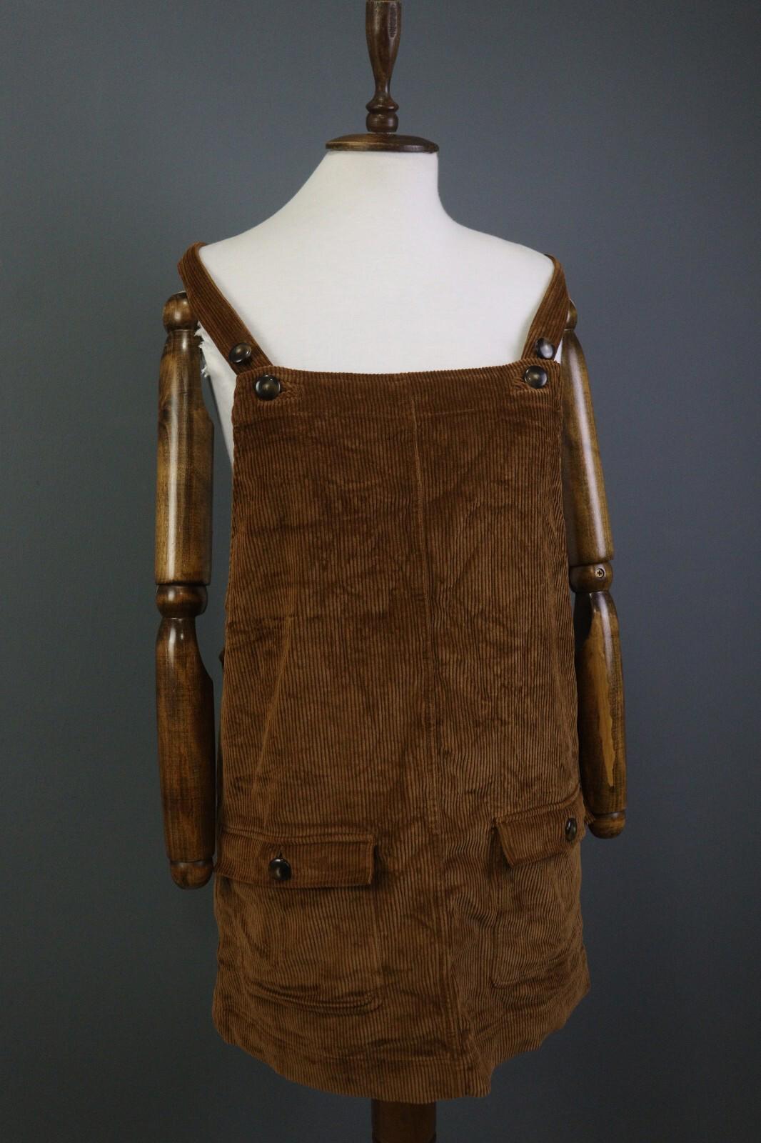 SEZANE Brown Sleeveless Pockets Corduroy Dungaree Dress – Size 38