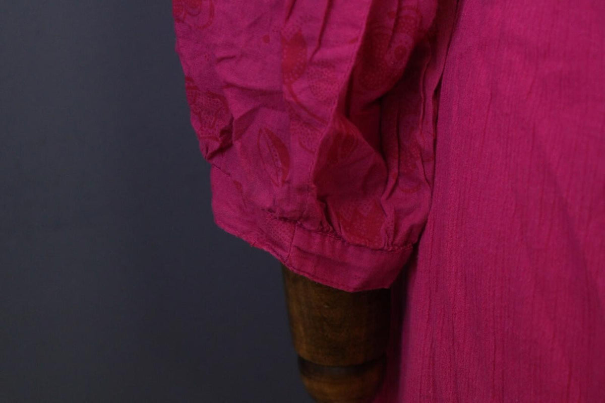 GUDRUN SJODEN Pink Henley 3/4 Sleeve Blouson Shirt Midi Dress – Size L
