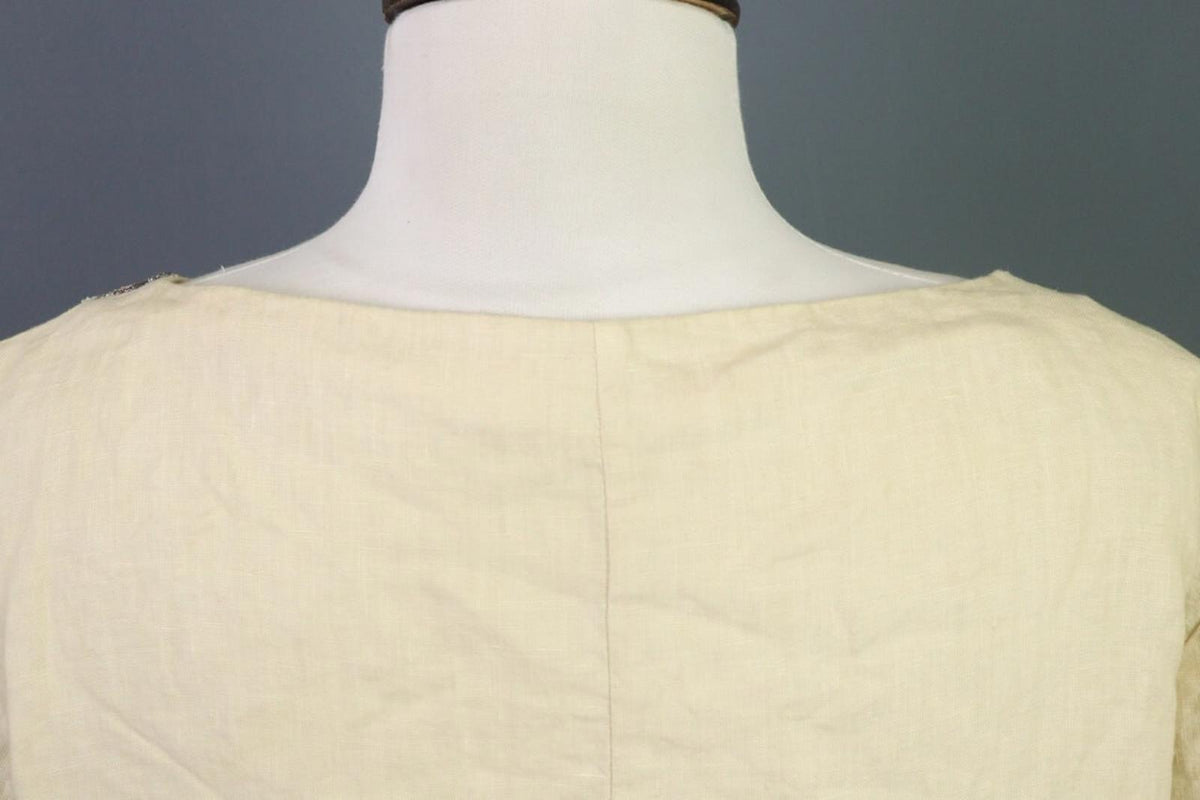 120% LINO Linen 3/4 Sleeve A-Line Lagenlook Blouson Long Dress – Size 48