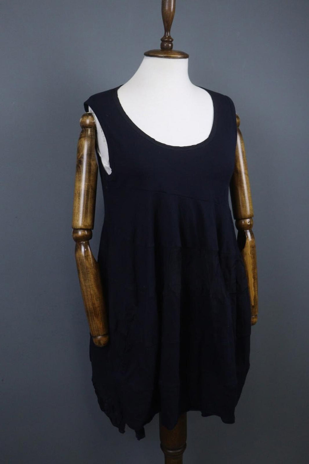 HIGH USE Navy Cotton Scoop Neck Sleeveless Casual Wide Strap Tank Dress – Size M