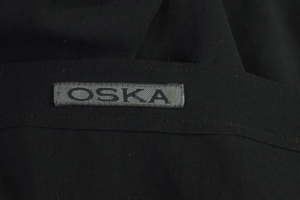 OSKA Black Short Sleeve Button Scoop Neck A-Line Blouson Dress – Size 3