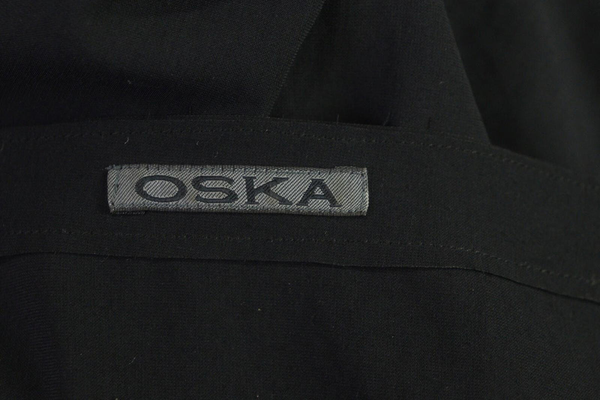 OSKA Black Short Sleeve Button Scoop Neck A-Line Blouson Dress – Size 3
