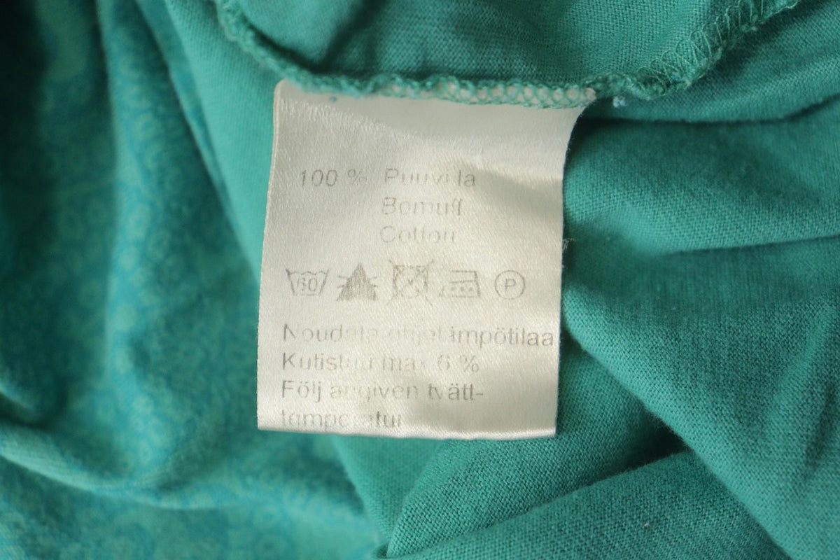 MARIMEKKO MIKA PURAINEN Green Geo Print Cotton 3/4 Sleeve Tie Neck Blouse Top