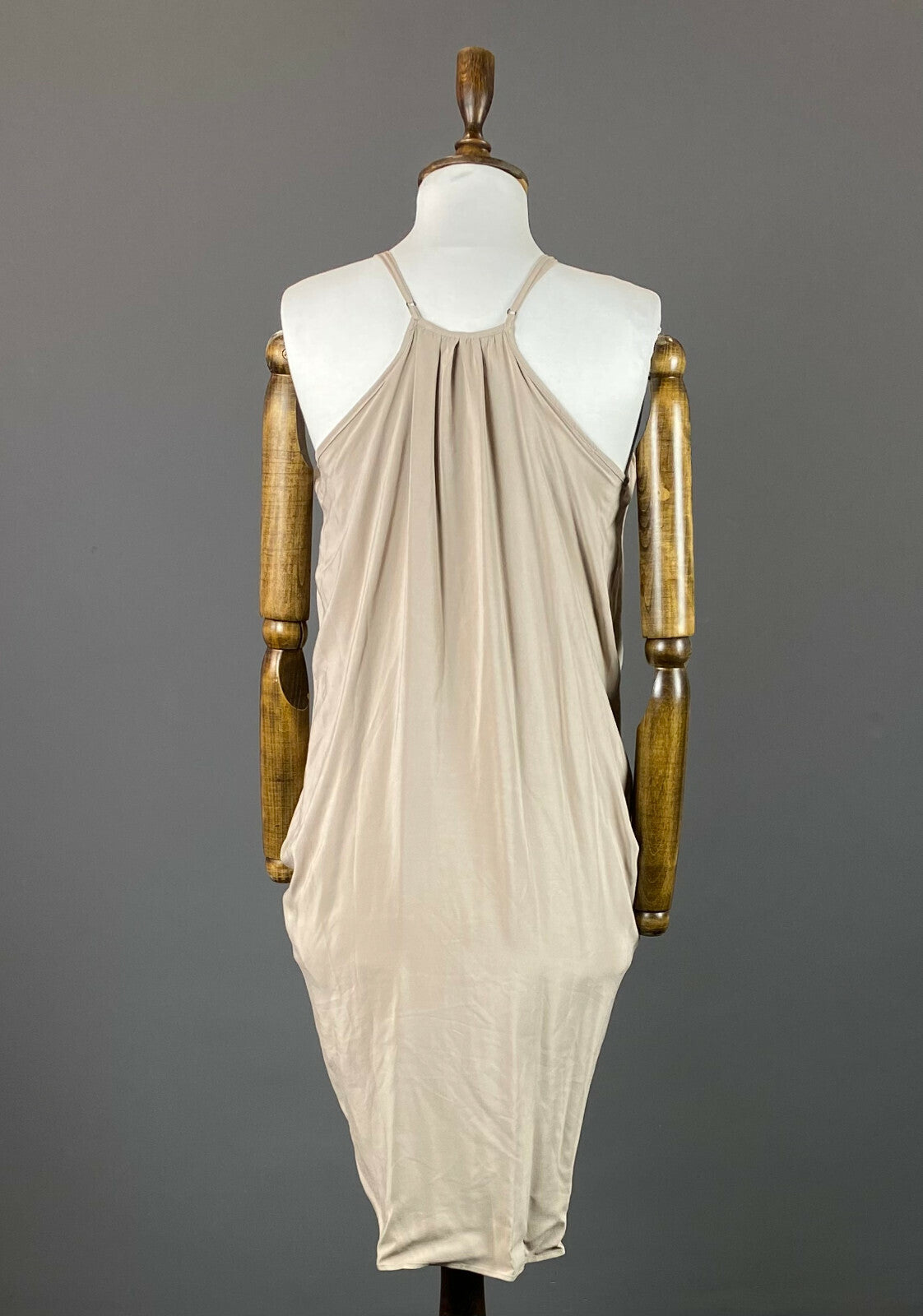 Anine Bing Beige Silk Designer Open Shoulder A-Line Midi Dress – Women's XS