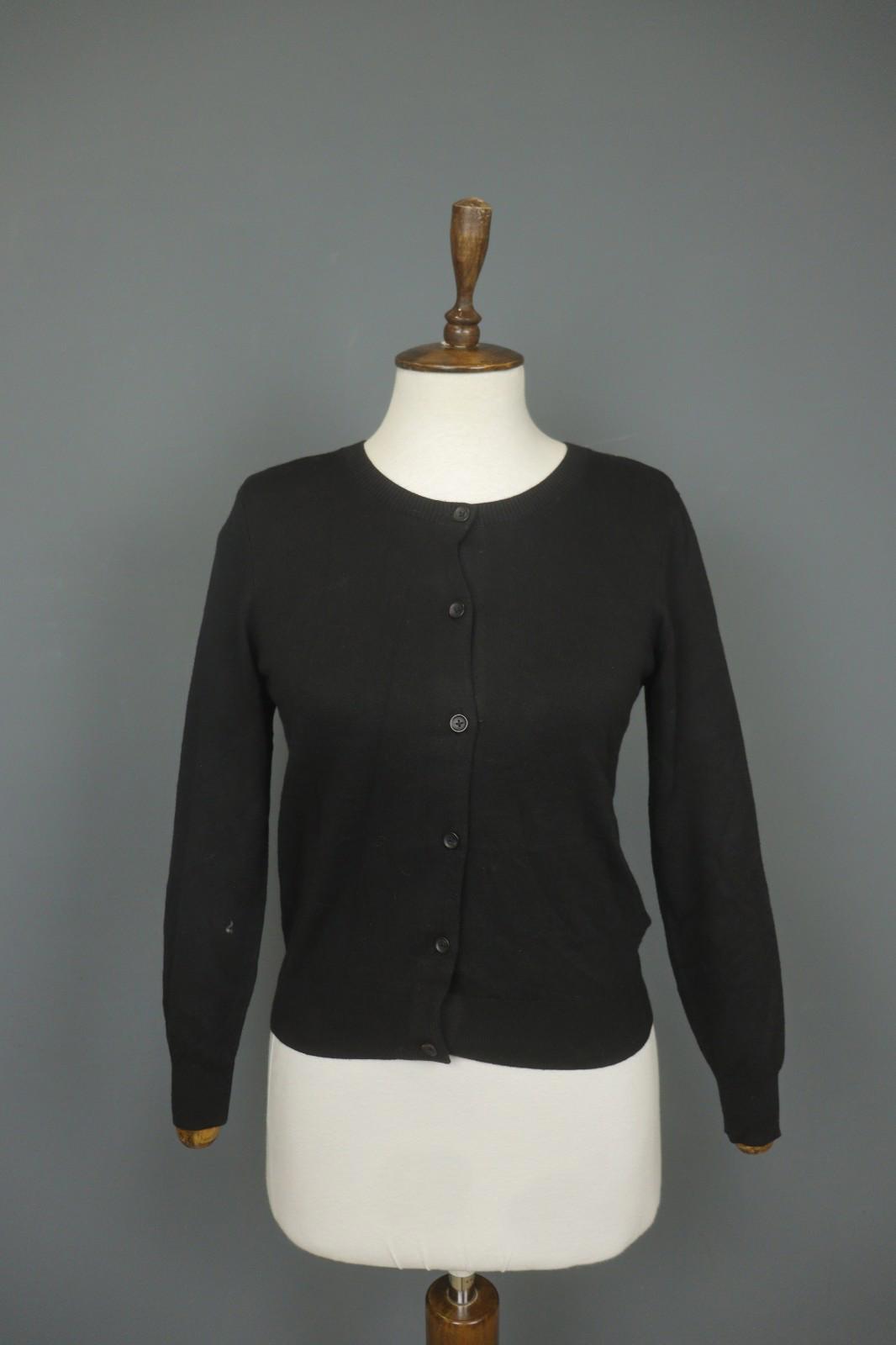 COACH Black Viscose Blend Raglan Sleeve Button Front Cardigan Sweater – Size 2XS