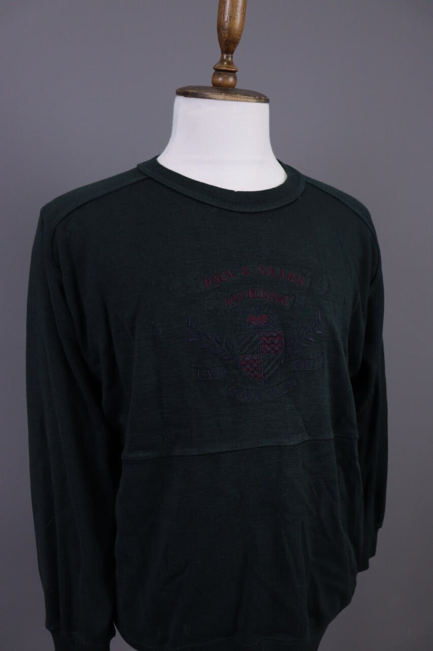 Vintage Paul & Shark Yachting Green Big Logo Knit Sweater Jumper – Size XL