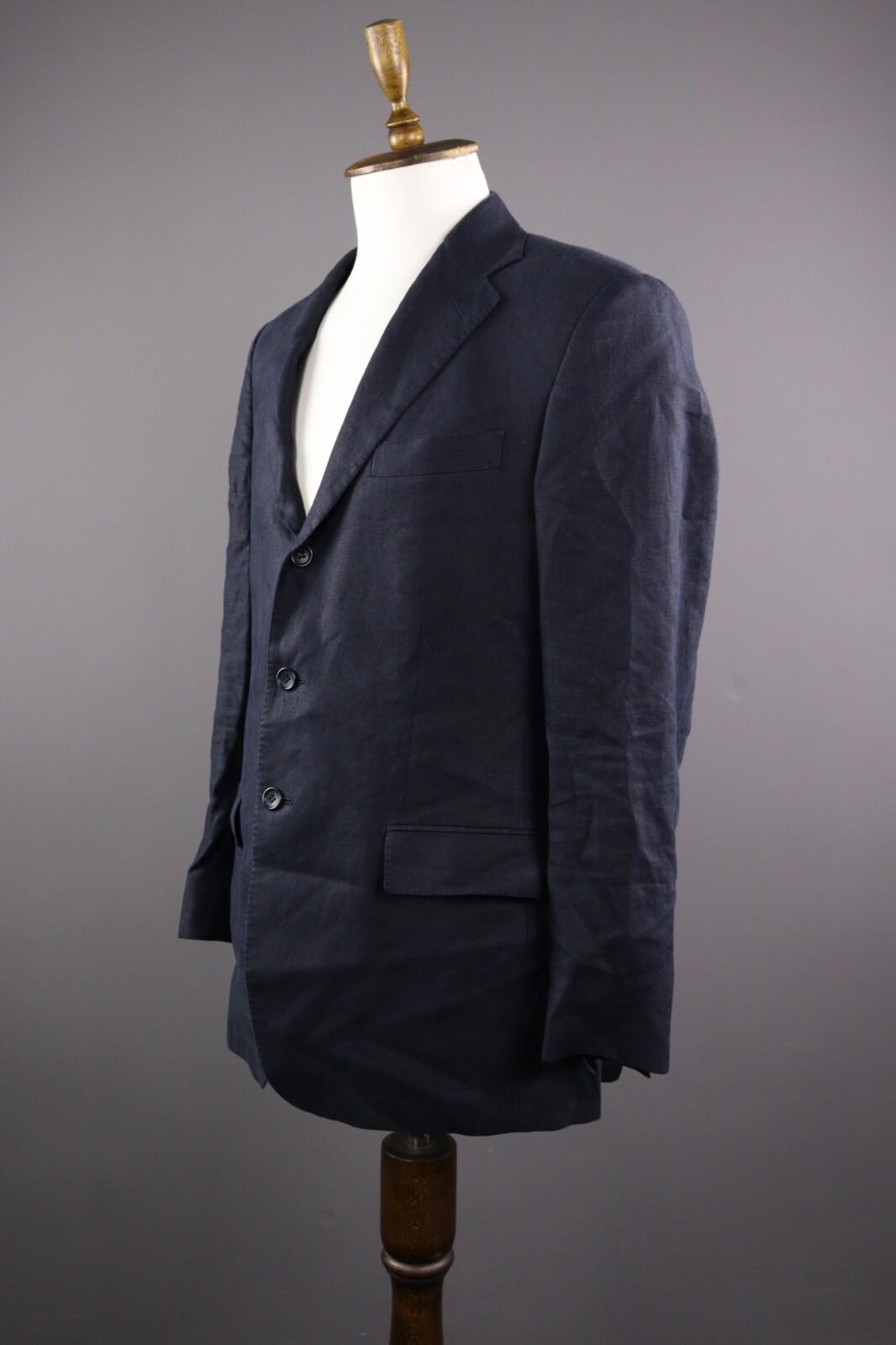 BOGGI MILANO Blue Linen Lighweight 3 Button Blazer Jacket – Size 52