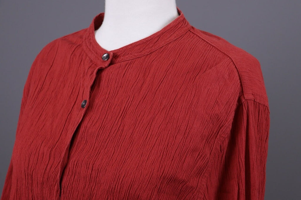 Gudrun Sjoden Red Button Down Asymmetrical Long Sleeve Top Shirt – Size XL