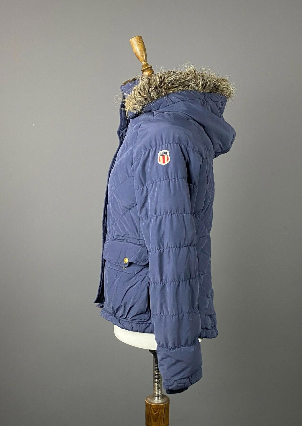 POLO JEANS COMPANY Blue Full Zip Hooded Faux Fur Down Puffer Jacket – Women's M
