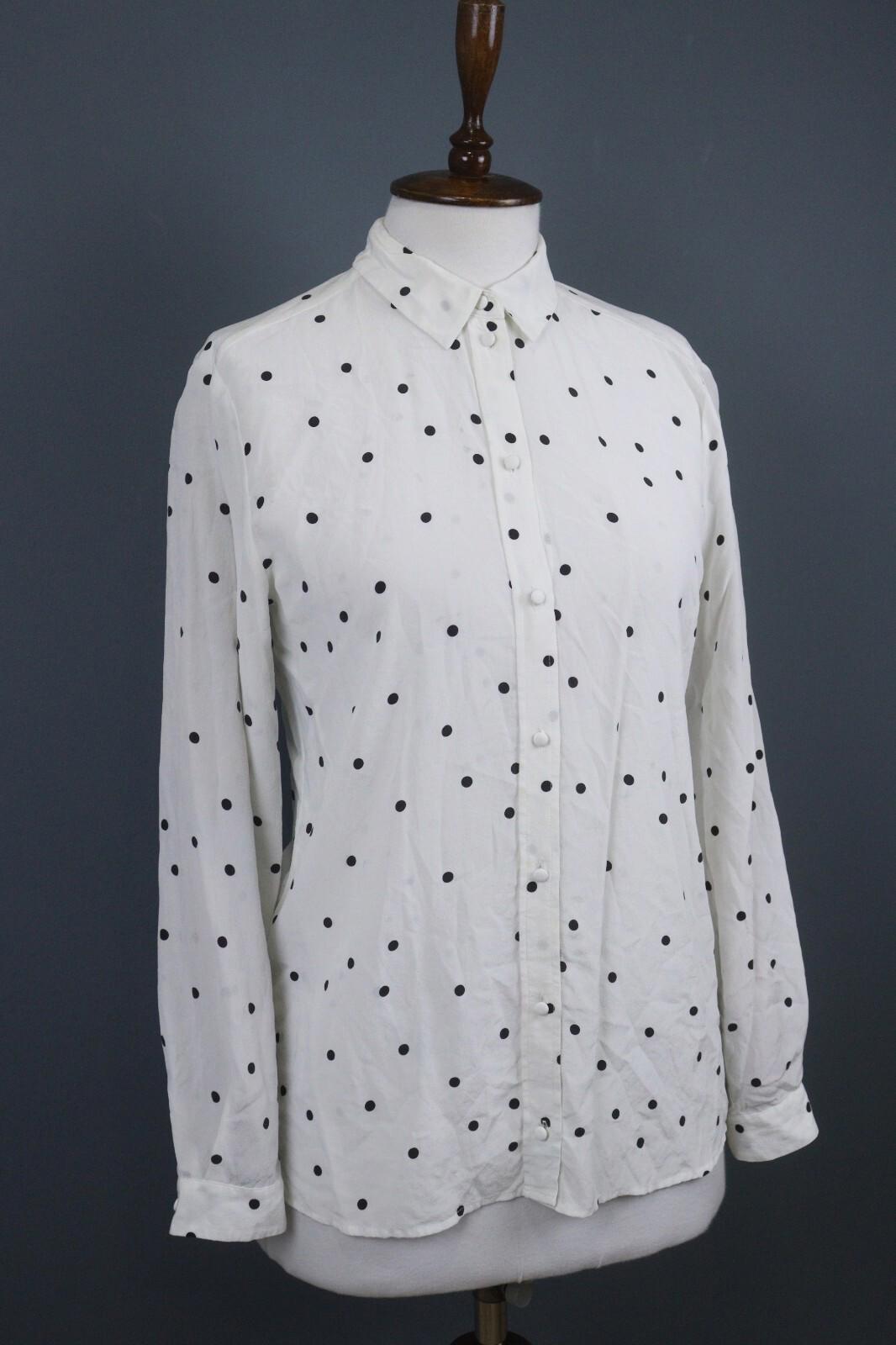 SEZANE Beige Black Polka Dots Long Sleeve Button Up Shirt – Size 36