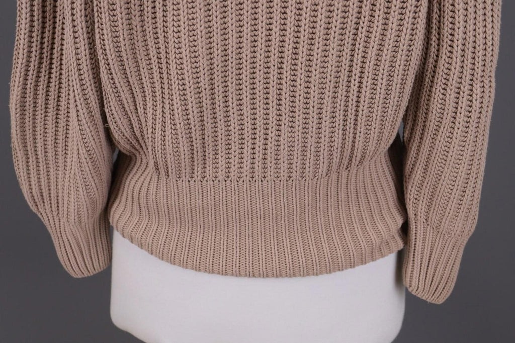 JIL SANDER Brown Knit Cropped Oversize Ballon Long Sleeve Sweater