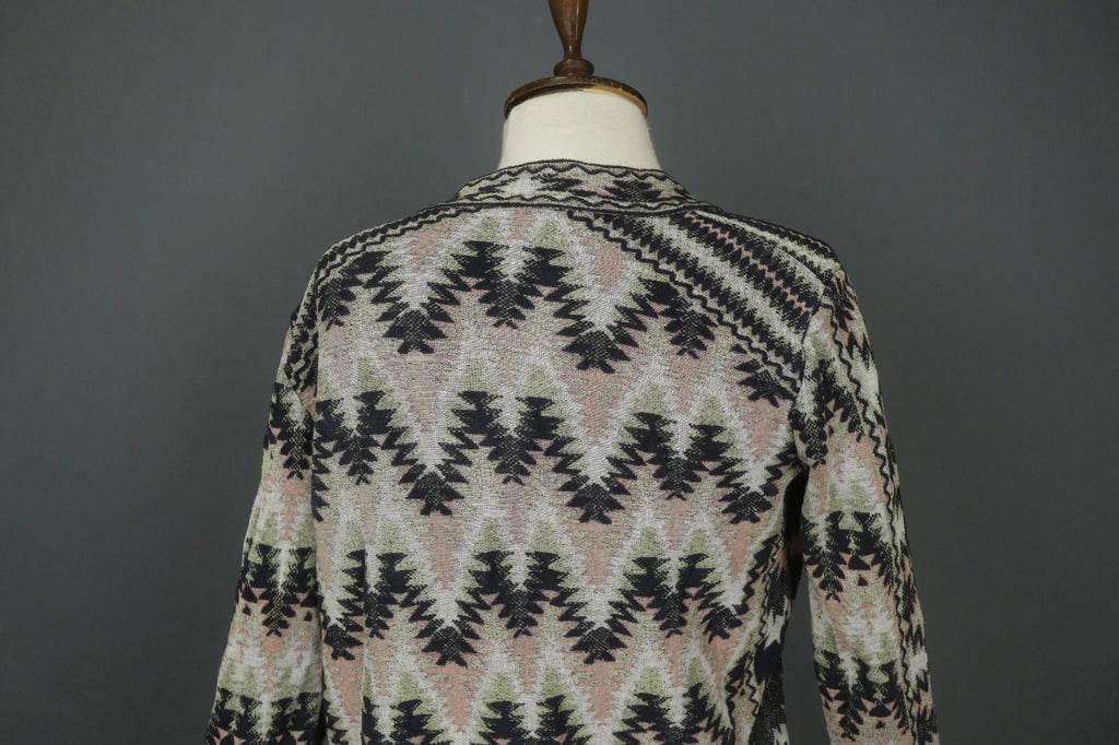 MISSONI Multicolor Cotton Geometric Raglan Sleeve Open Front Cardigan – Size 42
