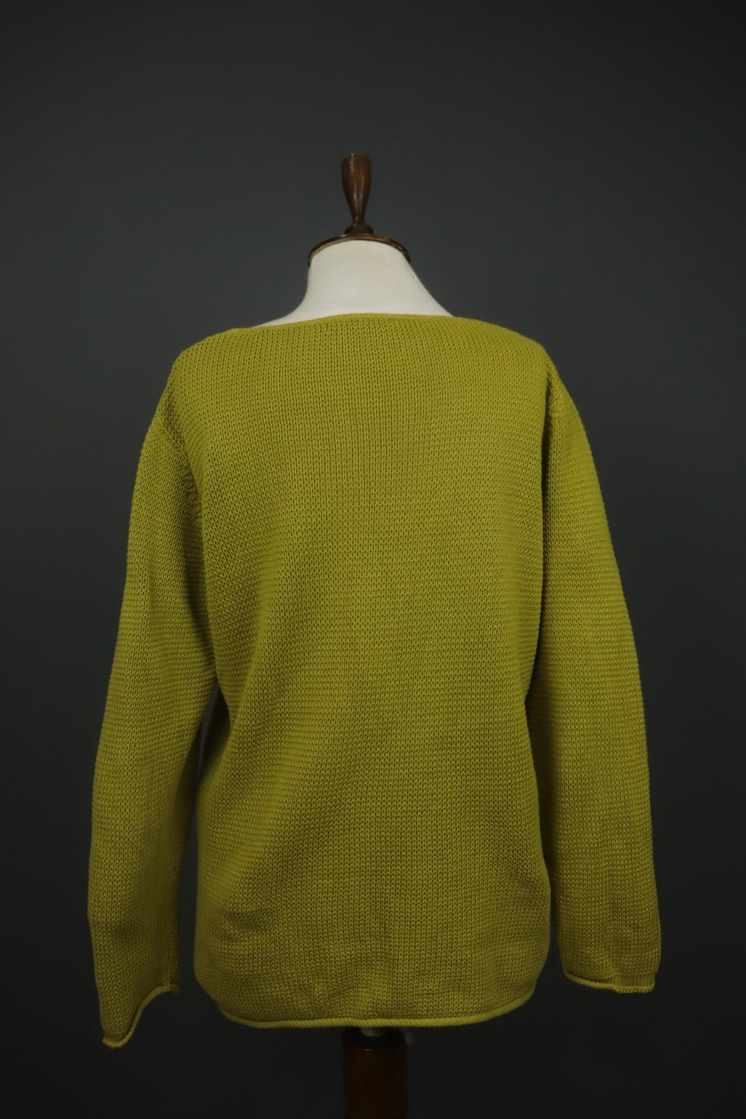 GUDRUN SJODEN Green Knitted Long Sleeve Round Neck Button Front Sweater – Size L