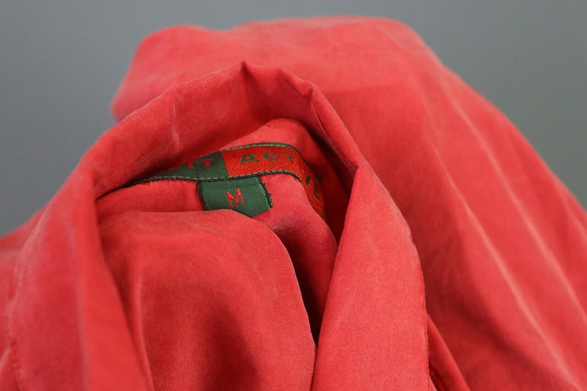 KATHARINE HAMNETT ACTIVE Red 1/3 Zip Silk 3/4 Sleeve Top Blouse Shirt – Size M