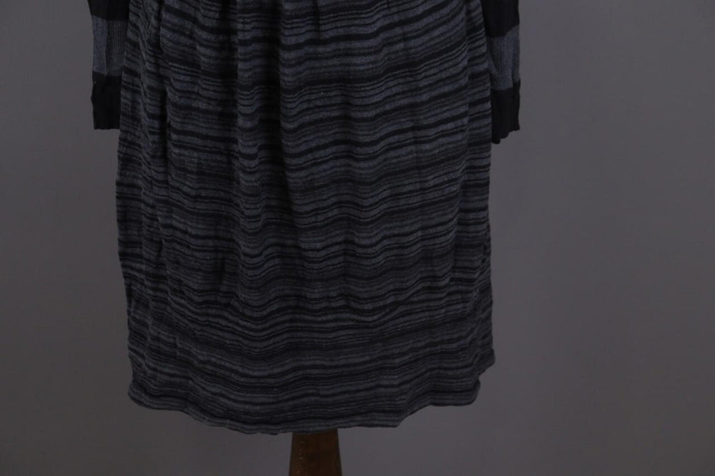 OSKA Gray Striped A-Line Cowl Neck Long Sleeve Short Dress – Size 2