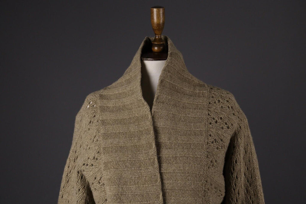 OSKA Brown Wool Knit Long Sleeve Drape Cardigan Sweater – Size 2