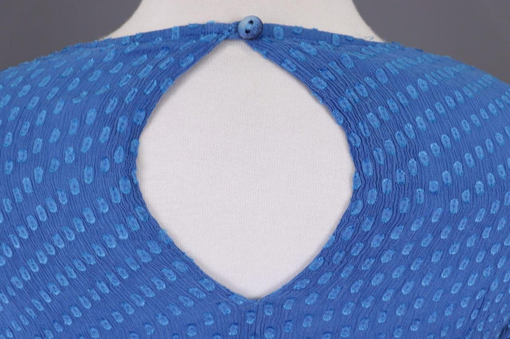 GRIZAS Blue Silk Textured Lagenlook 3/4 Sleeve Blouse Tunic – Size XS