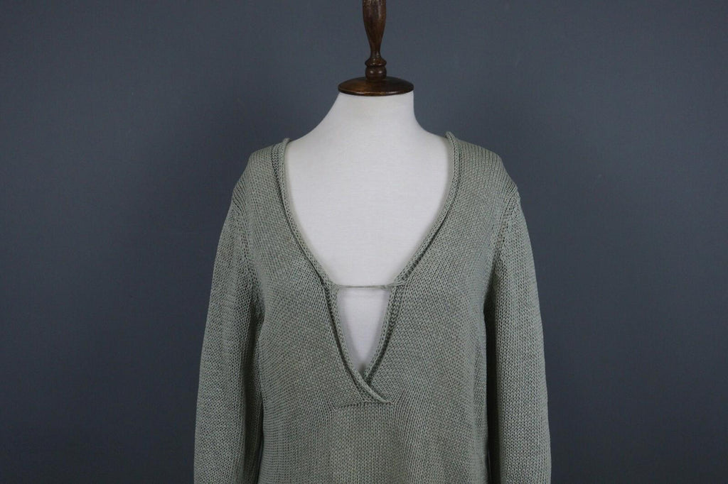 ANNETTE GORTZ Green Deep V-Neck Knit Pullover Sweater – Size XL